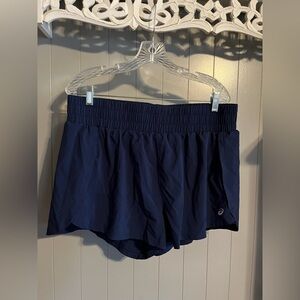 Aasics womens navy flowy athletic shorts